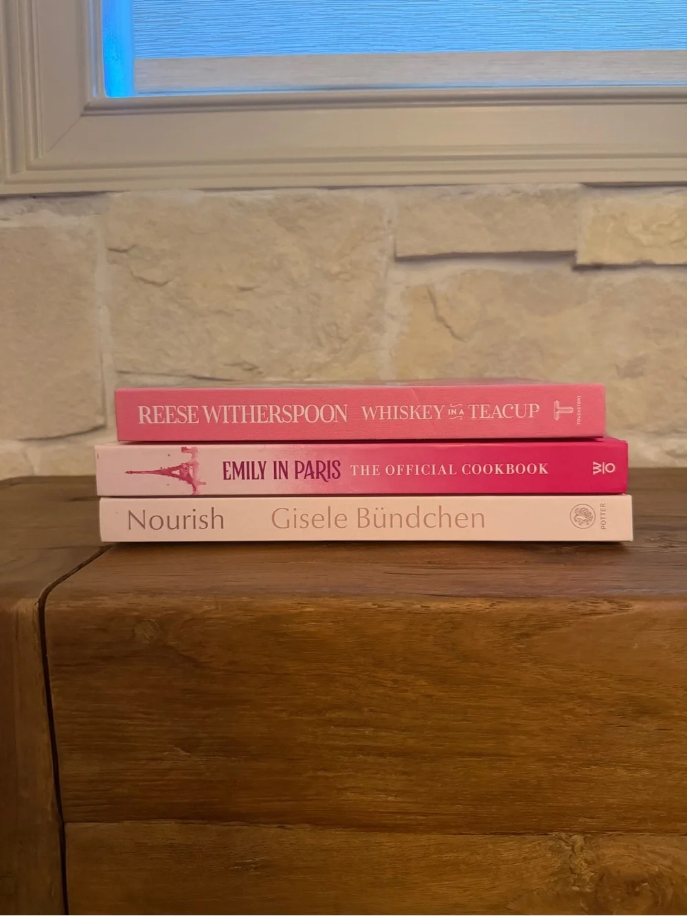 Stack of Pink Cookbooks